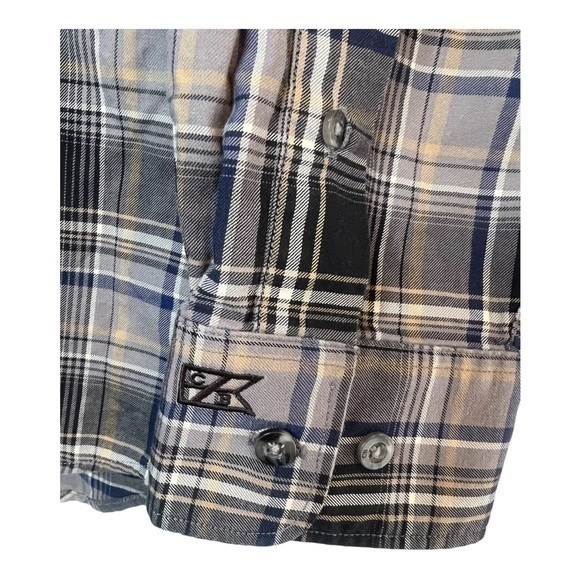 Cutter & Buck Mens Long Sleeve Large Brown/Blue Plaid Button Down - Picture 4 of 5